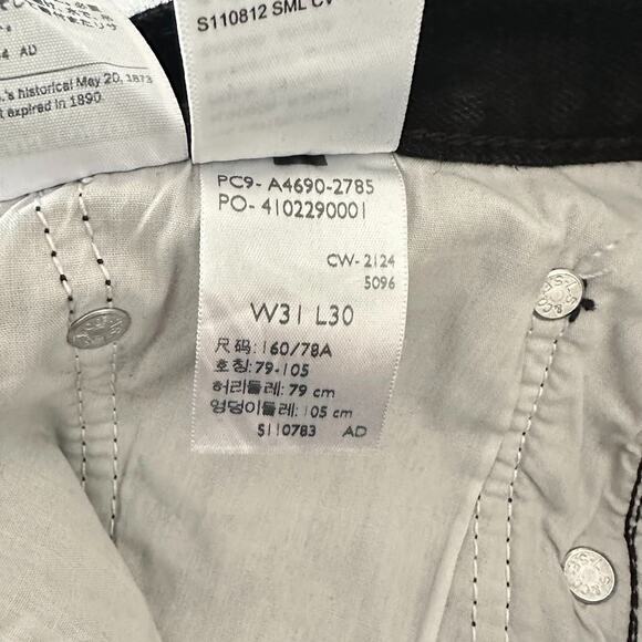 Levi's Mens Jeans Black 31 x 30 5-Pocket Style Straight Leg Cotton Hemp - Picture 10 of 11